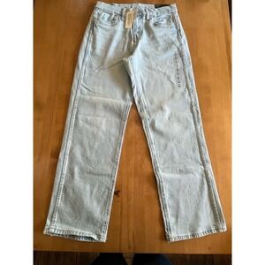 American Eagle Womens Sz 4 Curvy Straight Light Wash Jeans High Rise Stretch NWT